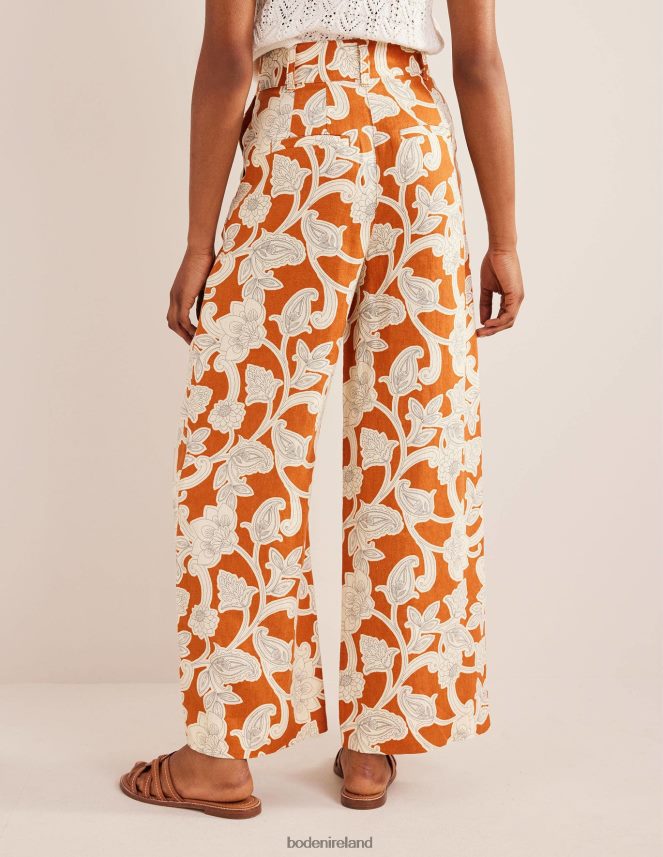 Rust & Paisley Whirl Clothing Highbury Linen Trousers Boden Women L466L62537
