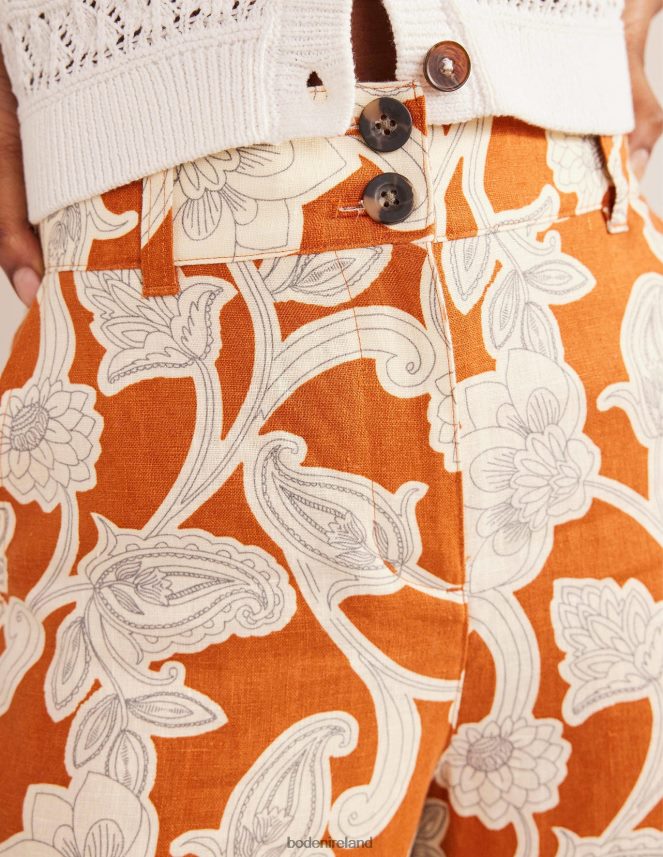 Rust & Paisley Whirl Clothing Highbury Linen Trousers Boden Women L466L62537