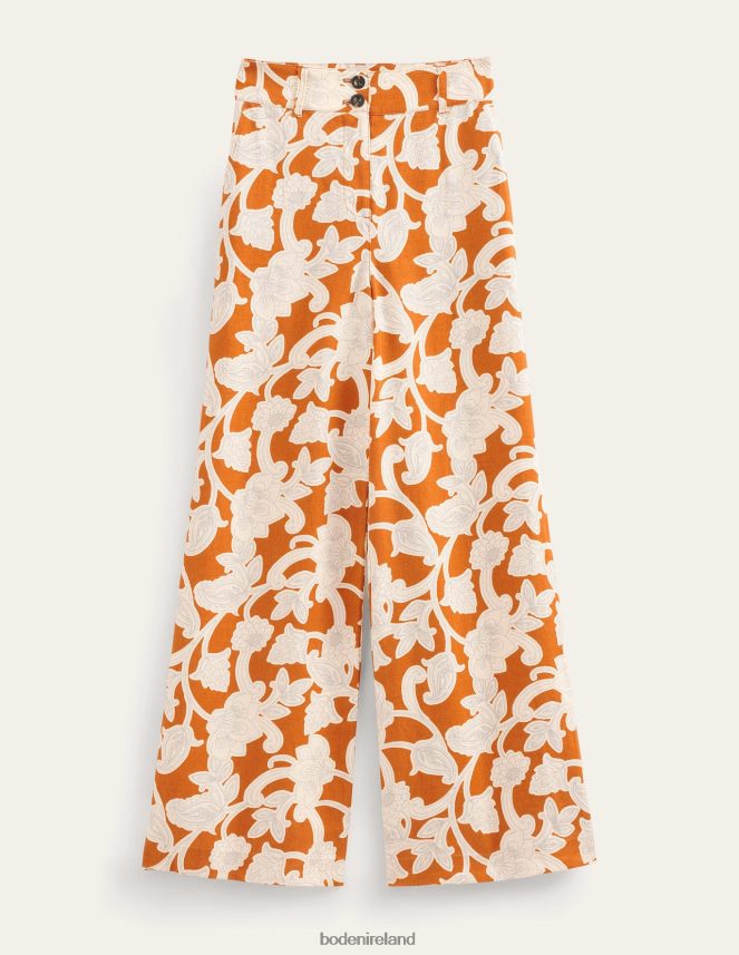 Rust & Paisley Whirl Clothing Highbury Linen Trousers Boden Women L466L62537