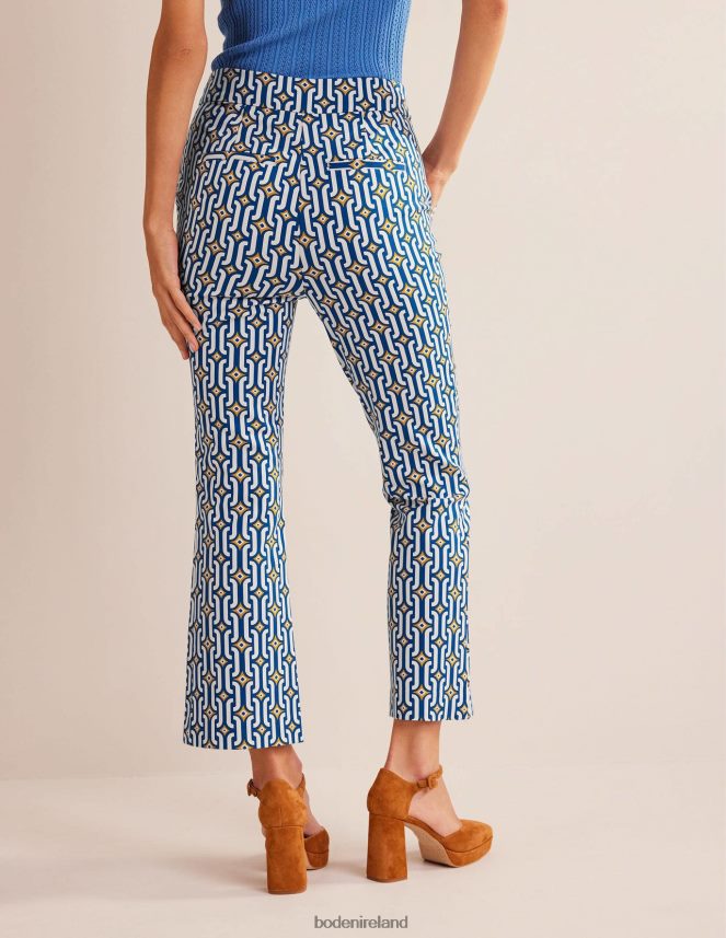 Sapphire & Azure Geo Clothing Cropped Flared Trousers Boden Women L466L61562
