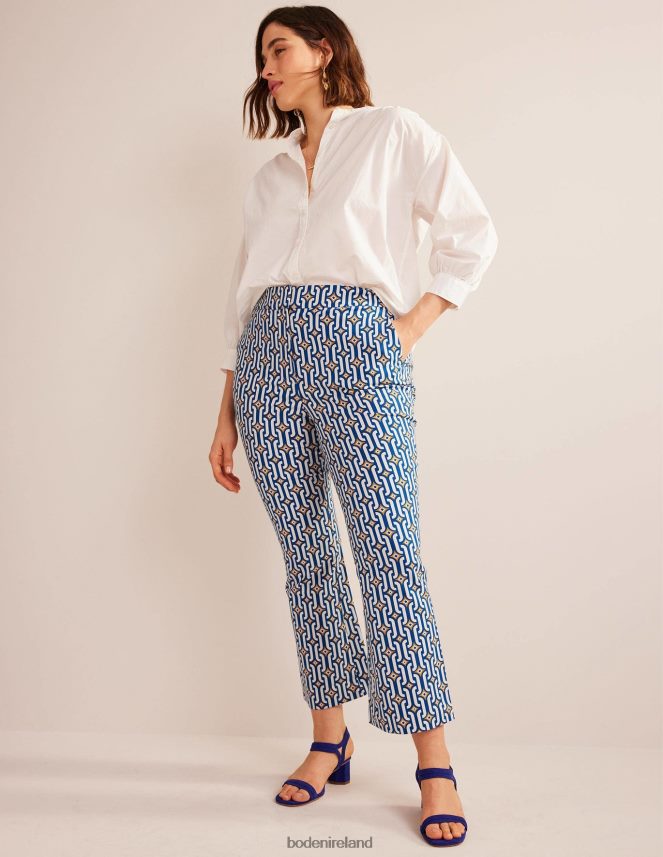 Sapphire & Azure Geo Clothing Cropped Flared Trousers Boden Women L466L61562
