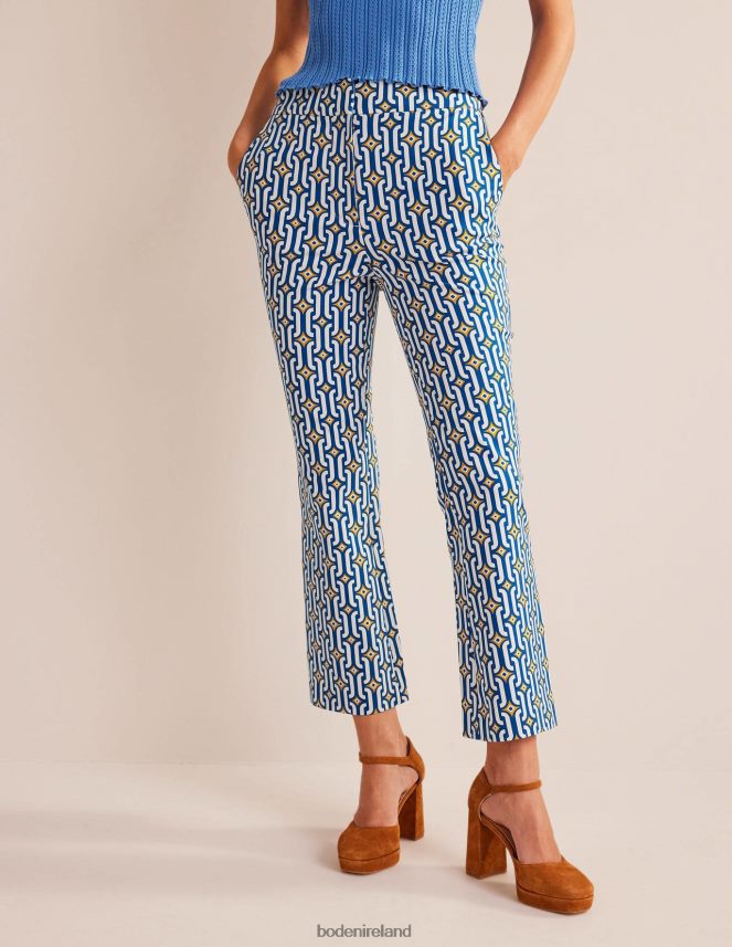 Sapphire & Azure Geo Clothing Cropped Flared Trousers Boden Women L466L61562