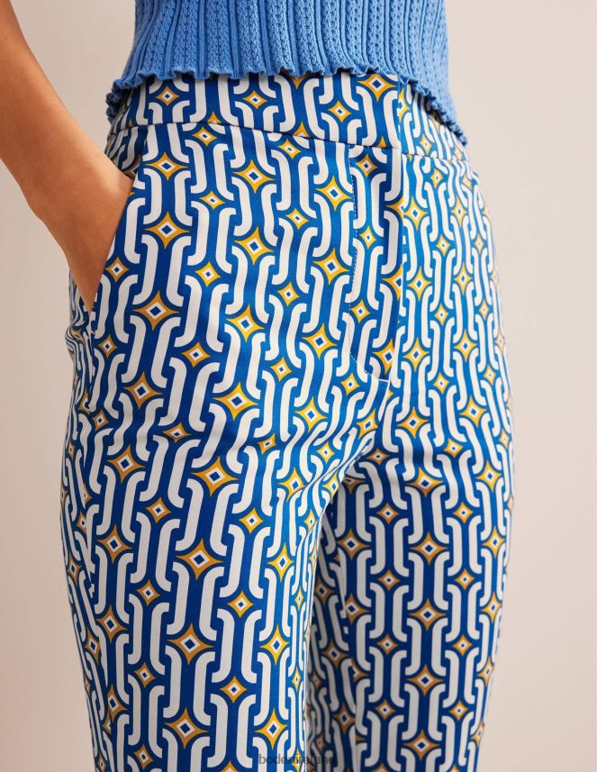Sapphire & Azure Geo Clothing Cropped Flared Trousers Boden Women L466L61562