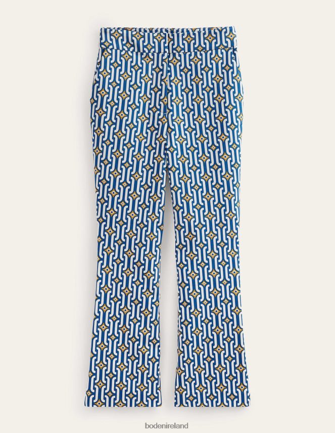 Sapphire & Azure Geo Clothing Cropped Flared Trousers Boden Women L466L61562