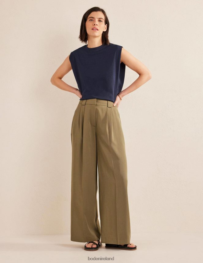 Washed Khaki Clothing Islington Wide Leg Trousers Boden Women L466L61058