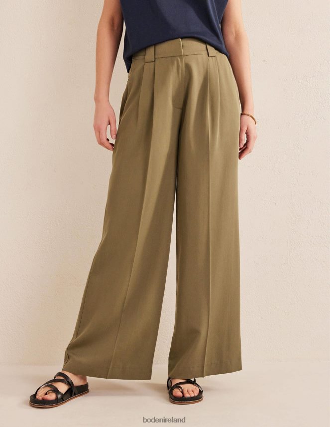 Washed Khaki Clothing Islington Wide Leg Trousers Boden Women L466L61058