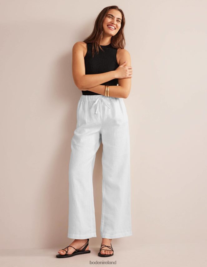 White Clothing Relaxed Pull-on Linen Trousers Boden Women L466L62243