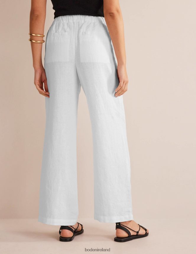 White Clothing Relaxed Pull-on Linen Trousers Boden Women L466L62243