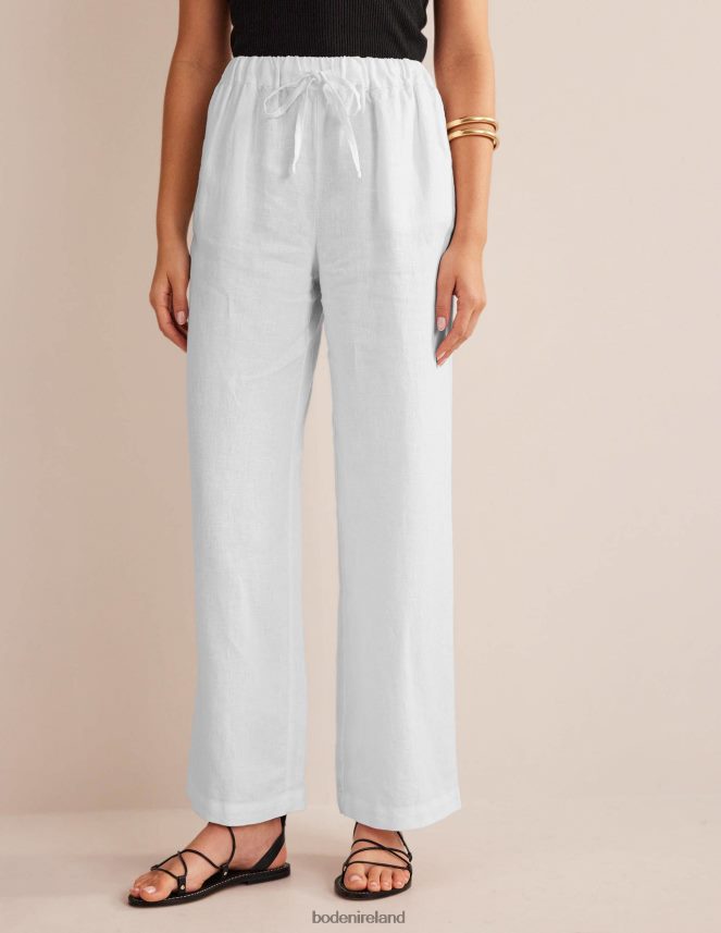 White Clothing Relaxed Pull-on Linen Trousers Boden Women L466L62243