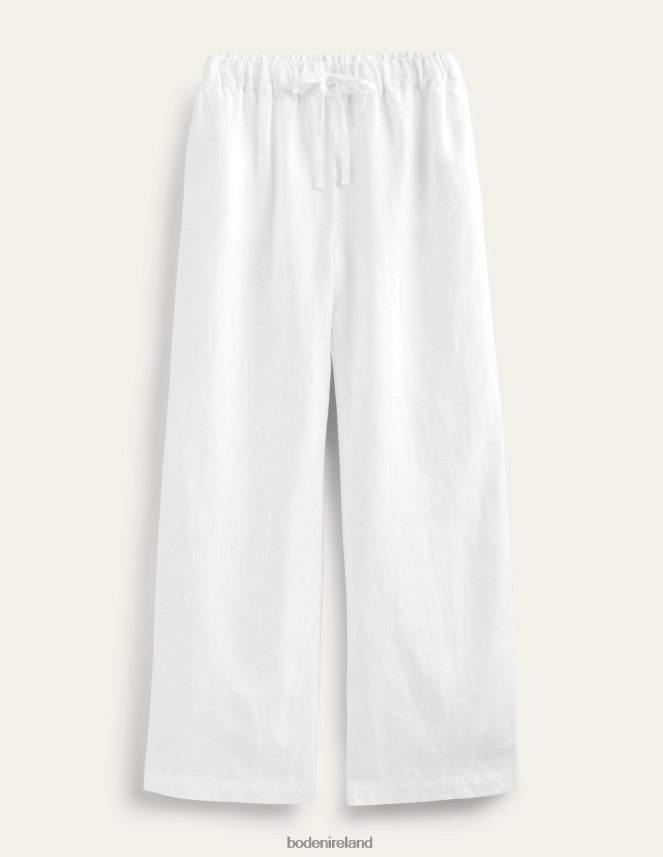 White Clothing Relaxed Pull-on Linen Trousers Boden Women L466L62243