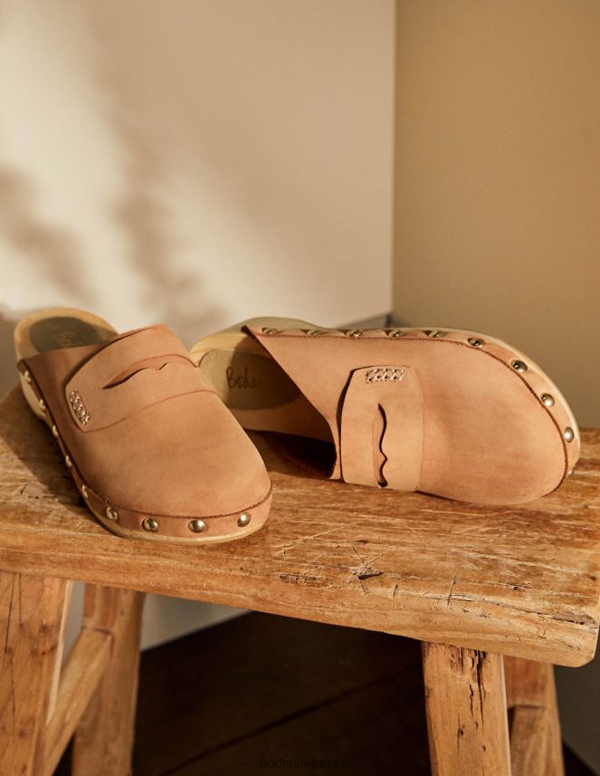 Tan Footwear Leather Heeled Clogs Boden Women L466L62370
