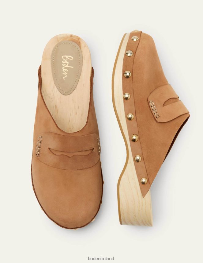 Tan Footwear Leather Heeled Clogs Boden Women L466L62370