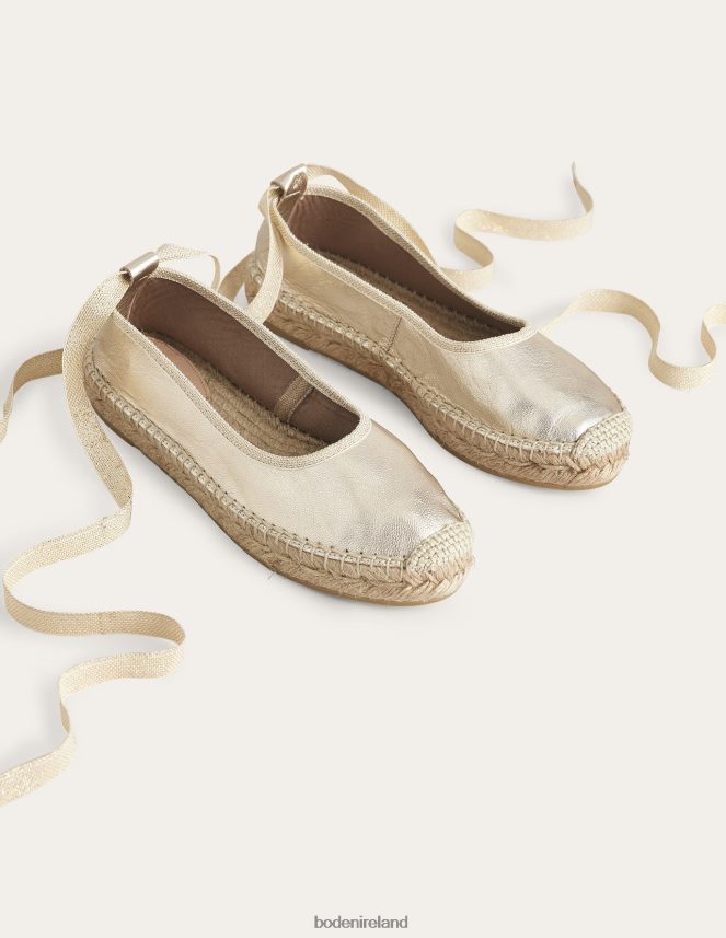 Gold Foil Footwear Ankle Tie Espadrilles Boden Women L466L62290