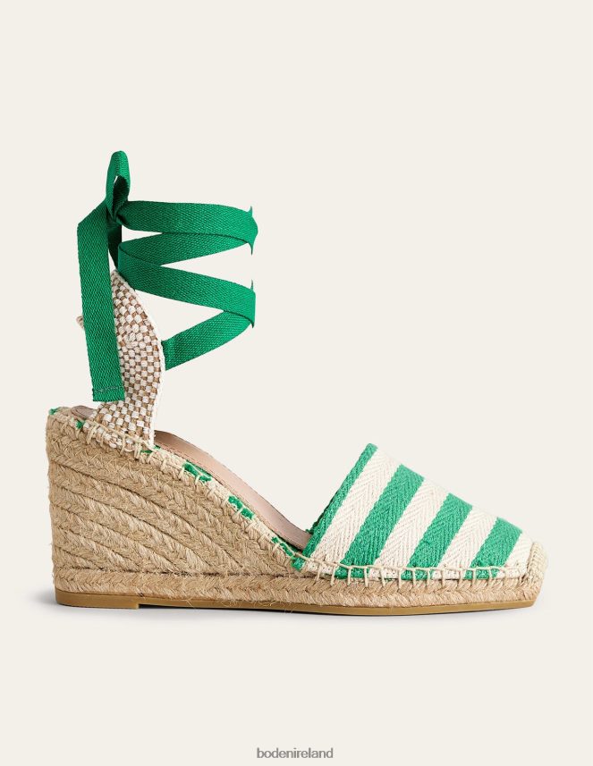 Green Stripe Footwear Esme Espadrille Wedges Boden Women L466L62310