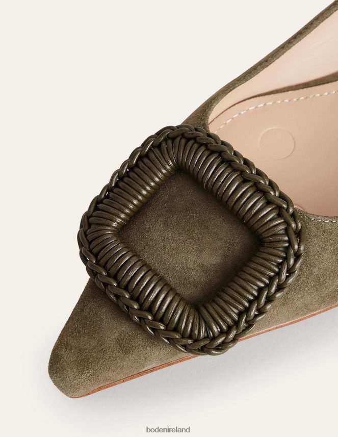 Deep Olive Suede Footwear Pointed Ballet Flats Boden Women L466L62376