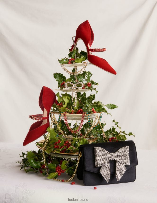 Poinsettia Footwear Red Crystal Strap Heeled Courts Boden Women L466L62384