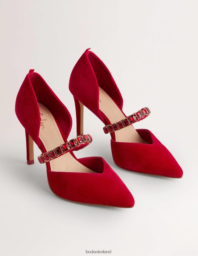 Poinsettia Footwear Red Crystal Strap Heeled Courts Boden Women L466L62384