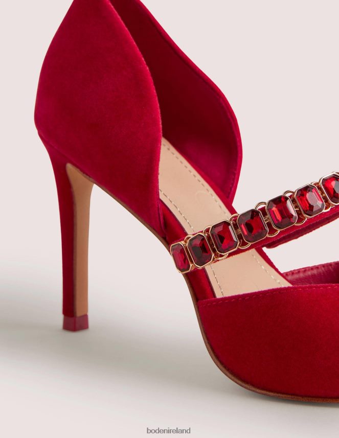 Poinsettia Footwear Red Crystal Strap Heeled Courts Boden Women L466L62384