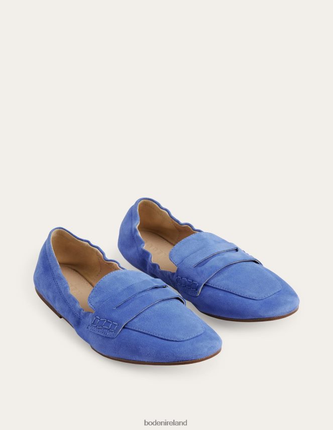Azure Blue Pebbled Leather Footwear Flexible Sole Loafers Boden Women L466L62373