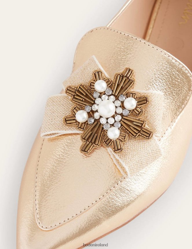 Gold Footwear Embellished Pointed Loafers Boden Women L466L62315