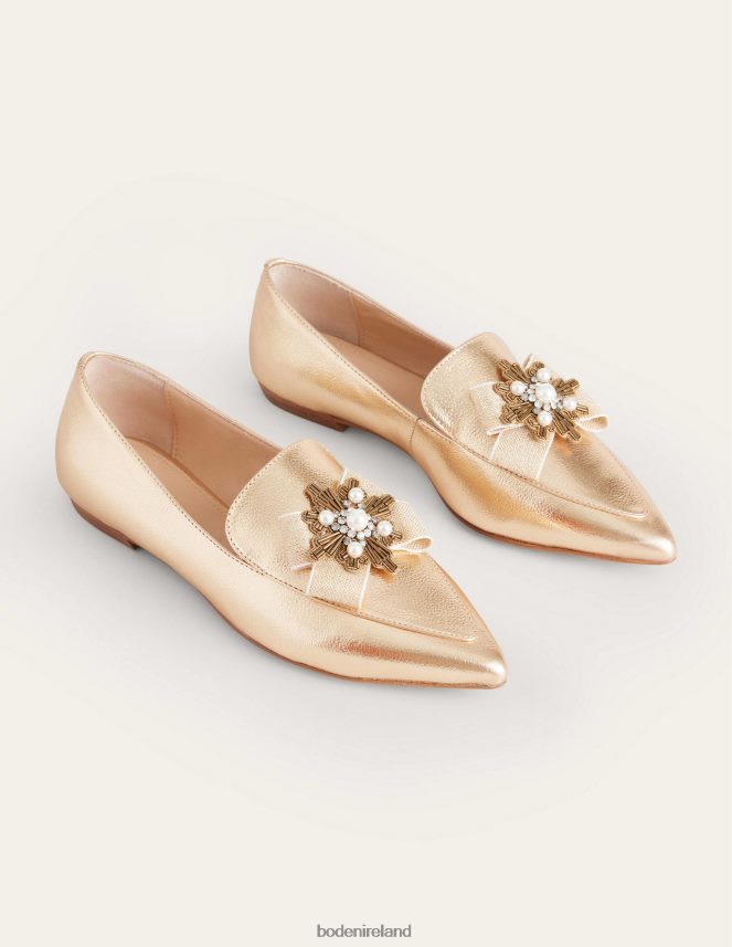 Gold Footwear Embellished Pointed Loafers Boden Women L466L62315