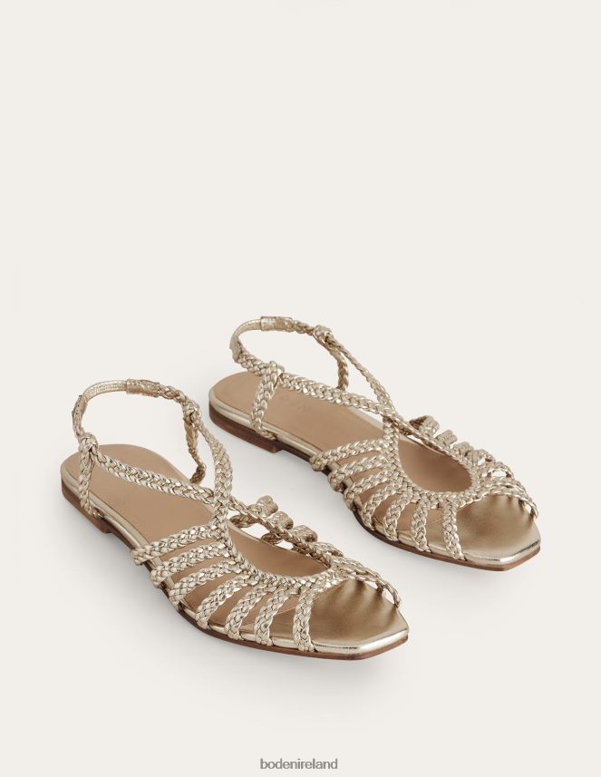 Gold Footwear Woven Multistrap Flat Sandals Boden Women L466L6688