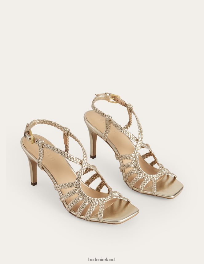 Gold Footwear Woven Multistrap Heeled Sandal Boden Women L466L62294