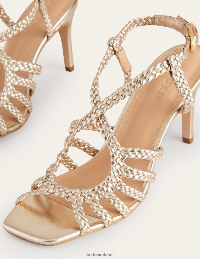 Gold Footwear Woven Multistrap Heeled Sandal Boden Women L466L62294