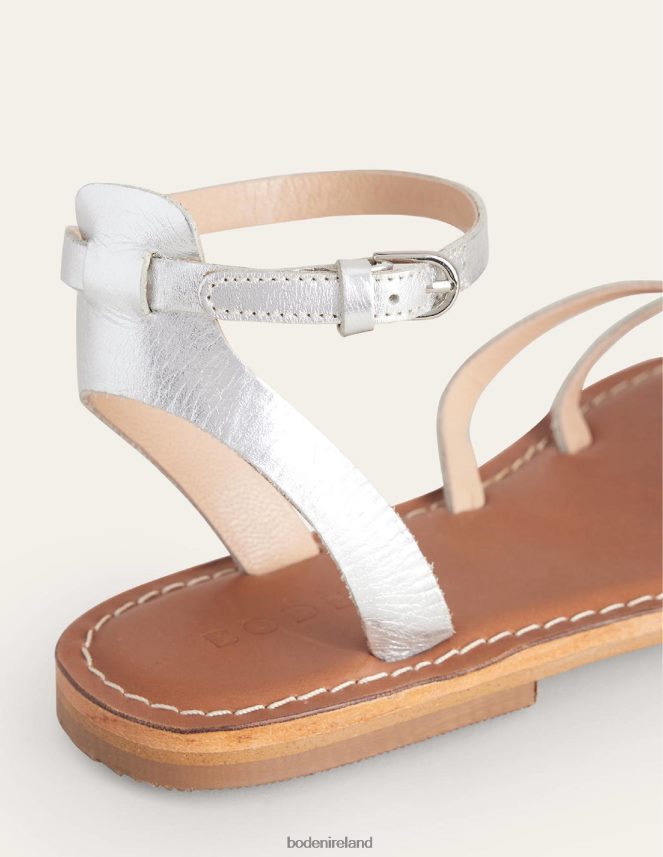 Silver Metallic Leather Footwear Easy Flat Sandal Boden Women L466L62604