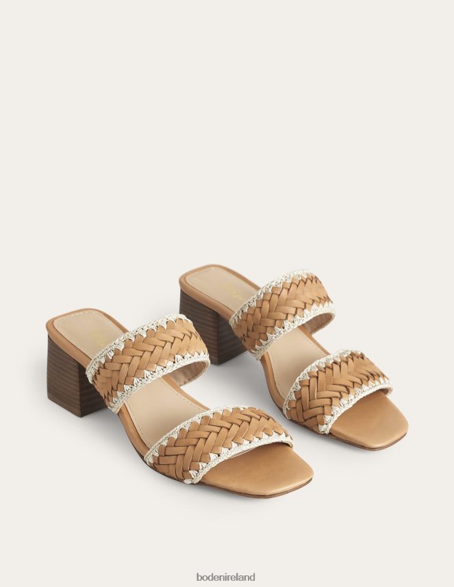 Tan Woven Leather Footwear Woven Strap Heeled Sandals Boden Women L466L62348