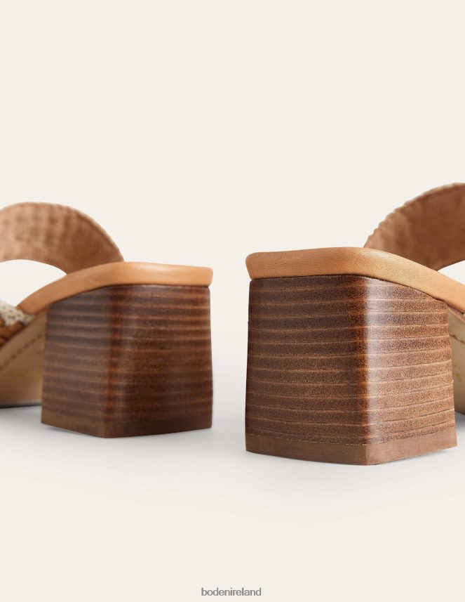 Tan Woven Leather Footwear Woven Strap Heeled Sandals Boden Women L466L62348