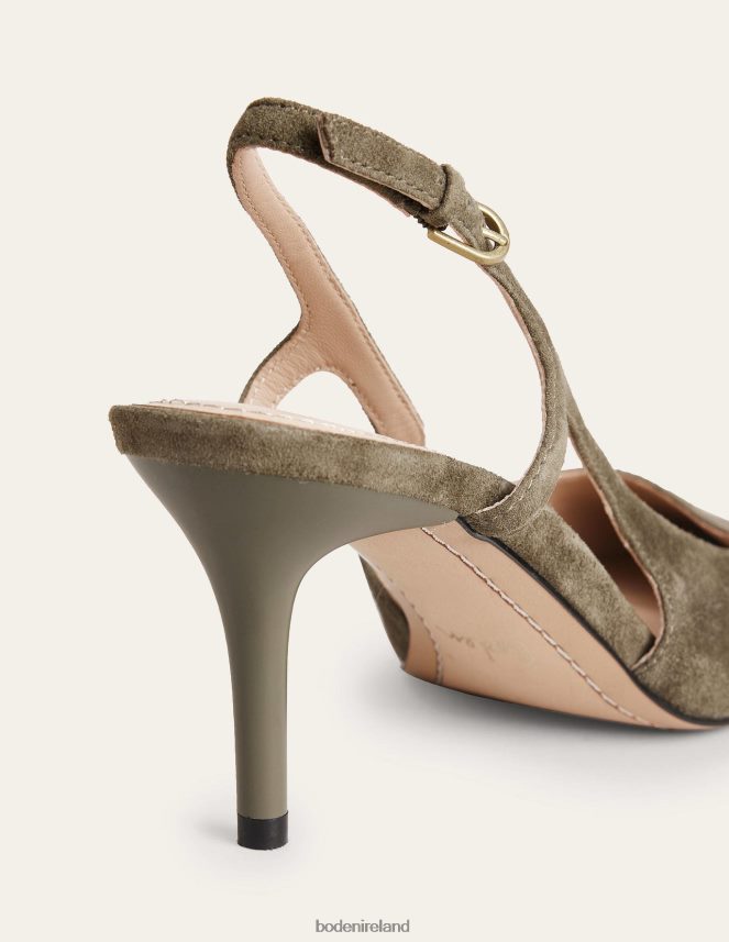 Deep Olive Suede Footwear Cut-out Sling Back Heels Boden Women L466L62603