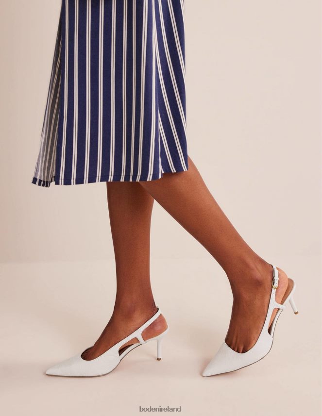 Off White Tumbled Leather Footwear Cut-out Sling Back Heels Boden Women L466L6723