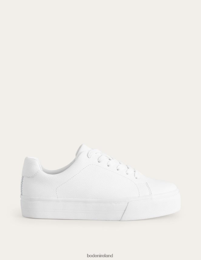 White Tumbled Leather Footwear Flatform Trainers Boden Women L466L6686