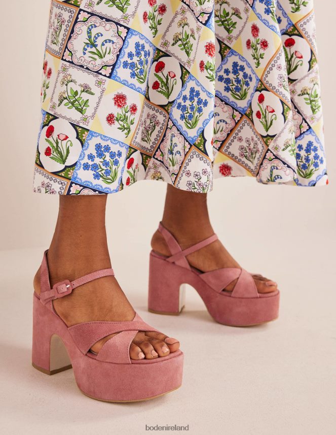 Blush Suede Footwear Cross Strap Platform Wedges Boden Women L466L6726